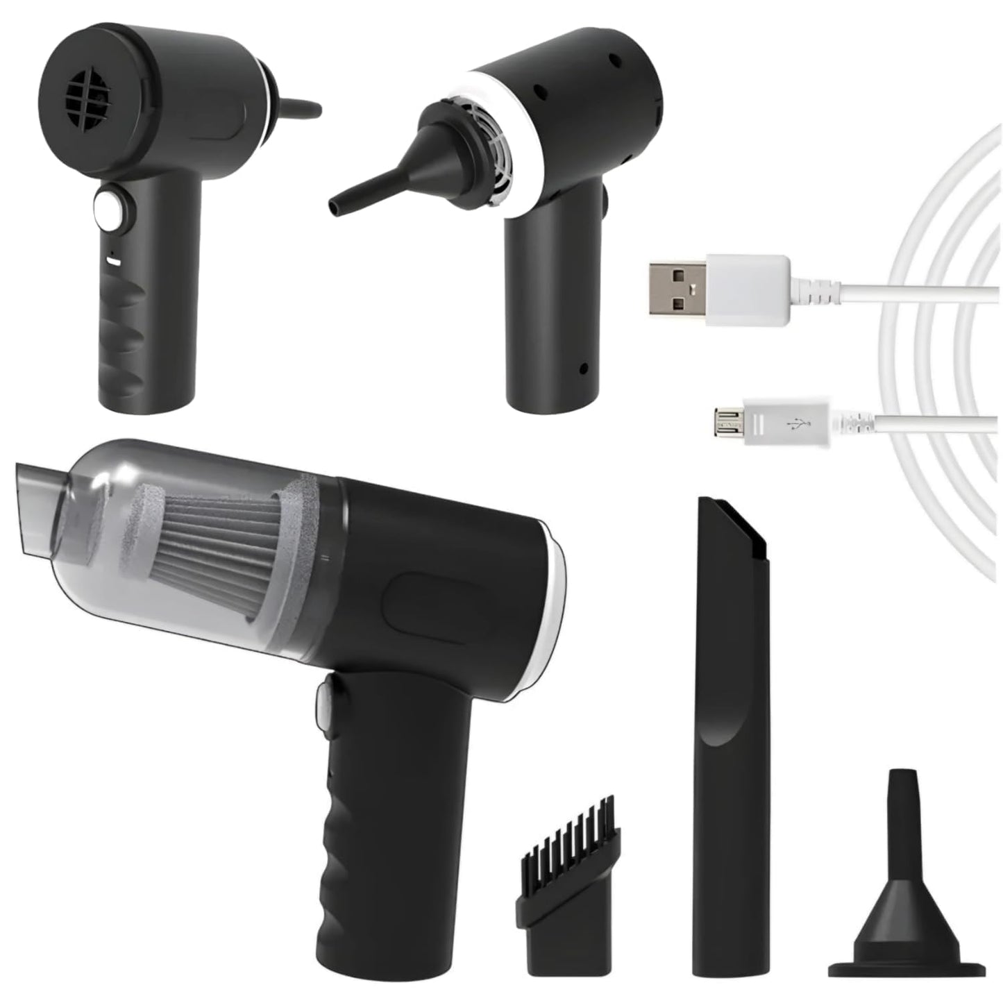 Portable Car Vacuum Cleaner with Blower | USB Rechargeable Wireless Handheld Car Vacuum Cleaner Traveling,Portable,Rechargeable (3in1vaccum)